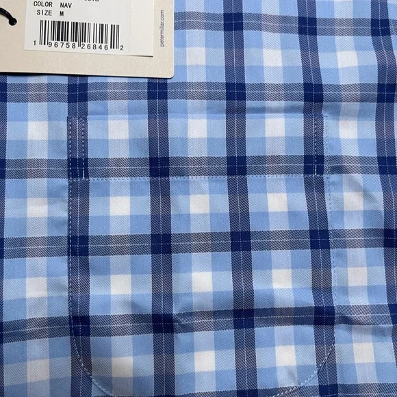 Peter Millar Men Crown Lite Performance Tech Shirt Stretch Check Size M - Picture 5 of 11